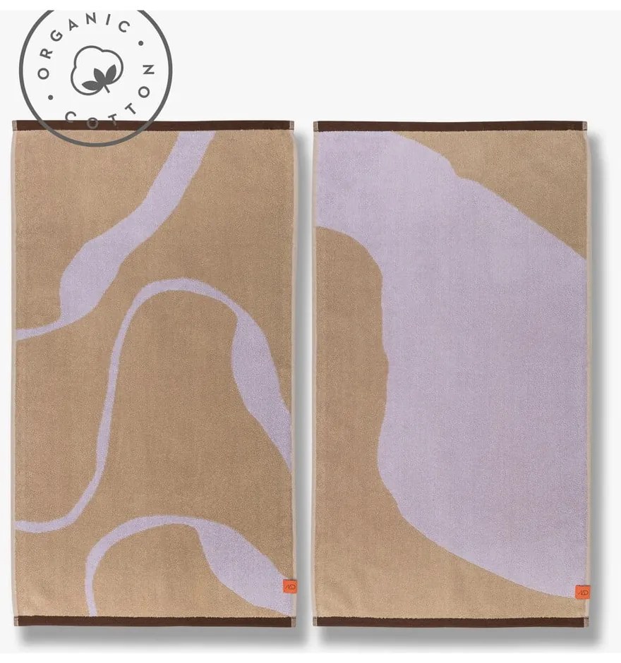 Uteráky v súprave 2 ks z Bio bavlny v levanduľovofialovej a svetlohnedej farbe 50x90 cm Nova Arte – Mette Ditmer Denmark