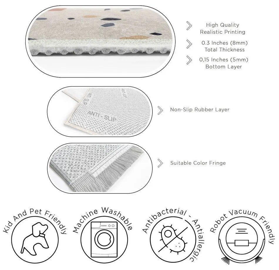 Krémový prateľný koberec 60x100 cm Cracked Terrazzo – Mila Home