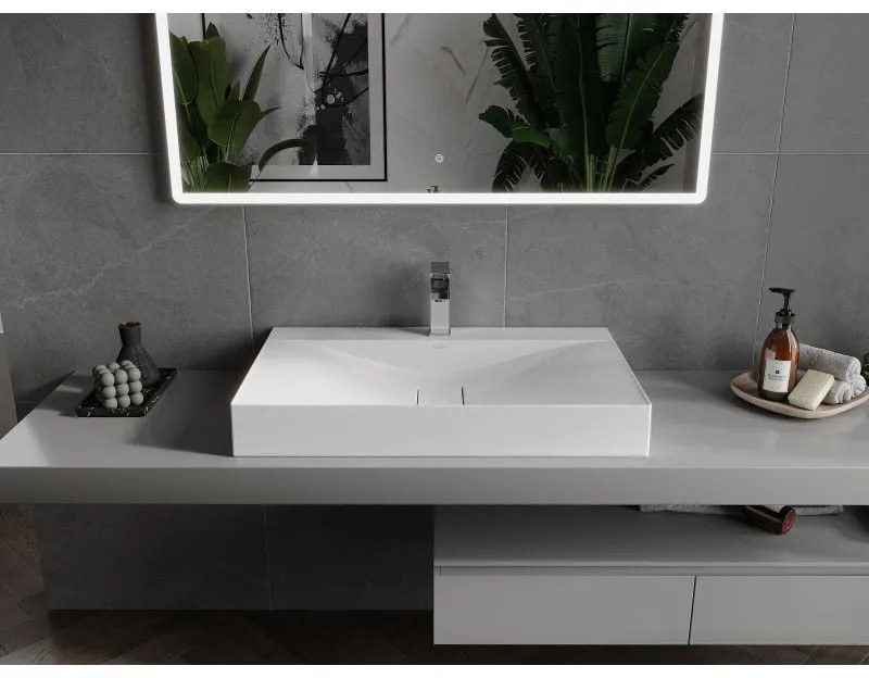 Mexen Poli, umývadlo na dosku z konglomerátu 80 x 48 cm, biela, 23028001