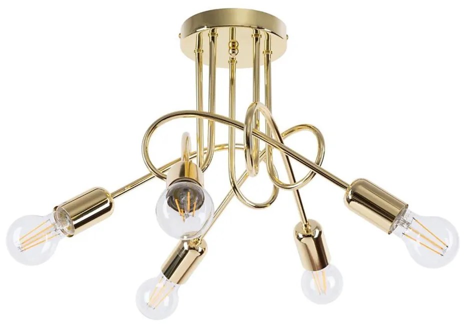 Sollux SL.1438 - Prisadený luster LOOP 5xE27/15W/230V zlatá