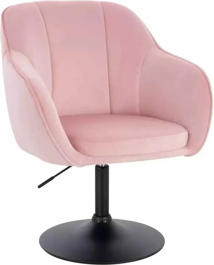 LuxuryForm DESIGN Stolička AVOLA VELUR na čiernom tanieri - svetlo ružová