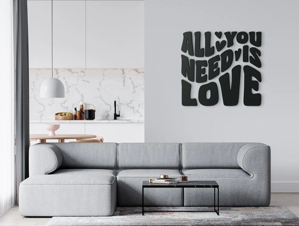drevko Drevený citát All you need is love Rozmer obrazu: 56 x 60 cm, Farba dekorácie: Čierna