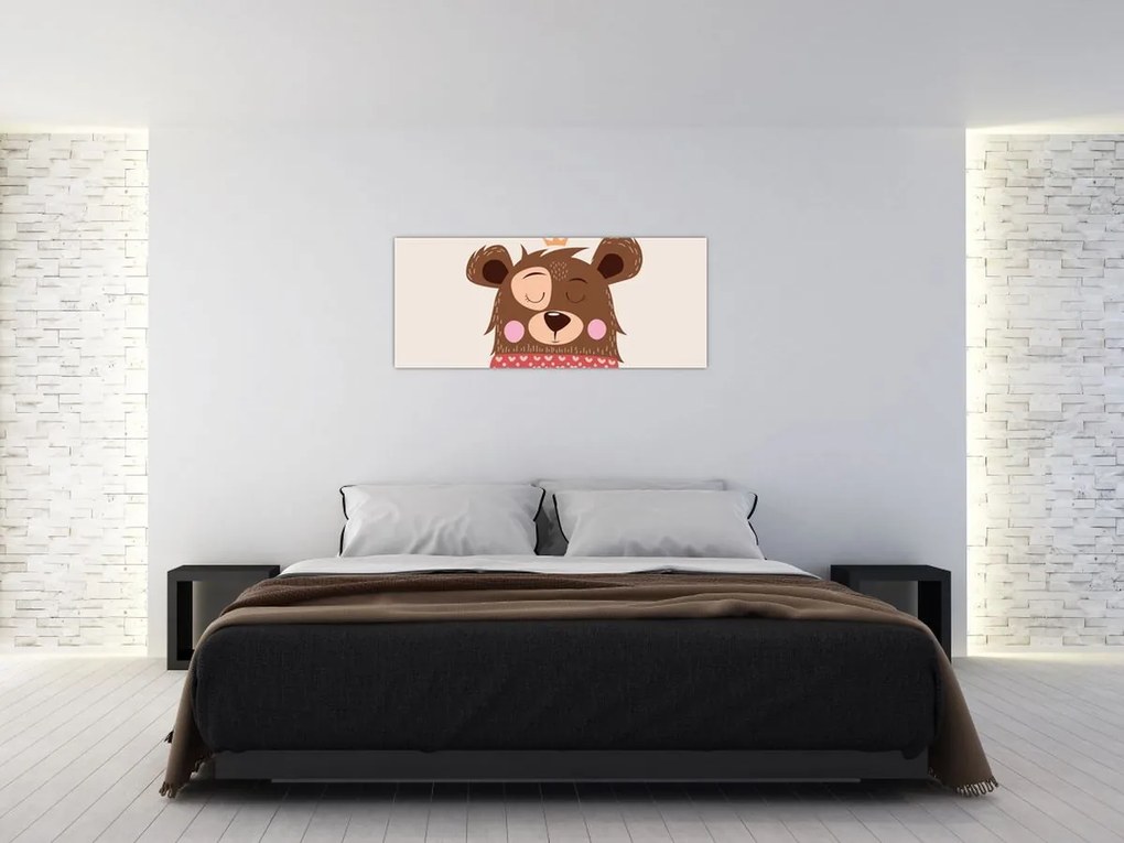 Obraz - Medvedík s červeným šálom (120x50 cm)