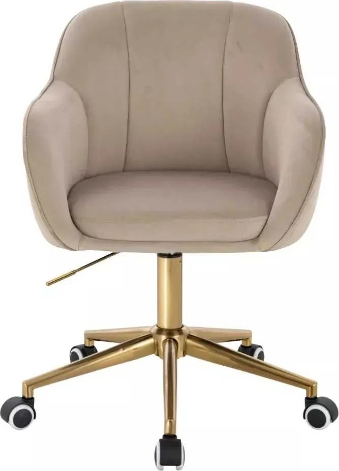 LuxuryForm DESIGN Stolička AVOLA VELUR na zlatej podstave s kolieskami - latte