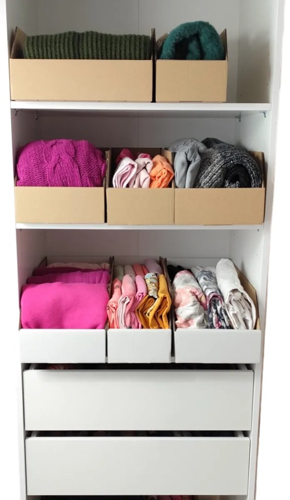 Úložné boxy na oblečenie, organizéry do skrine EKO KARTON 15x54 cm