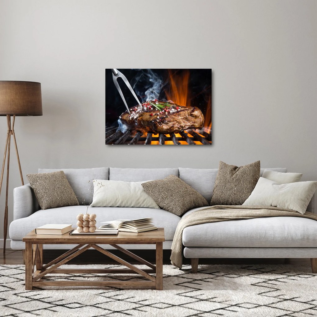 Obraz steaku na grile (70x50 cm)