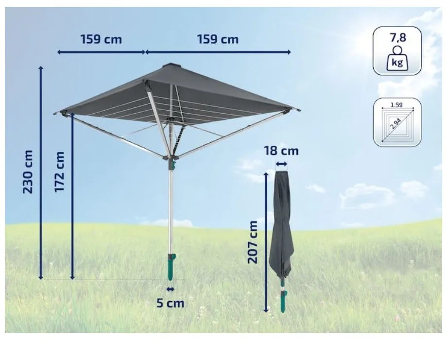 Vonkajší sušiak na bielizeň v striebornej farbe 40 m LinoProtect 400 – LEIFHEIT