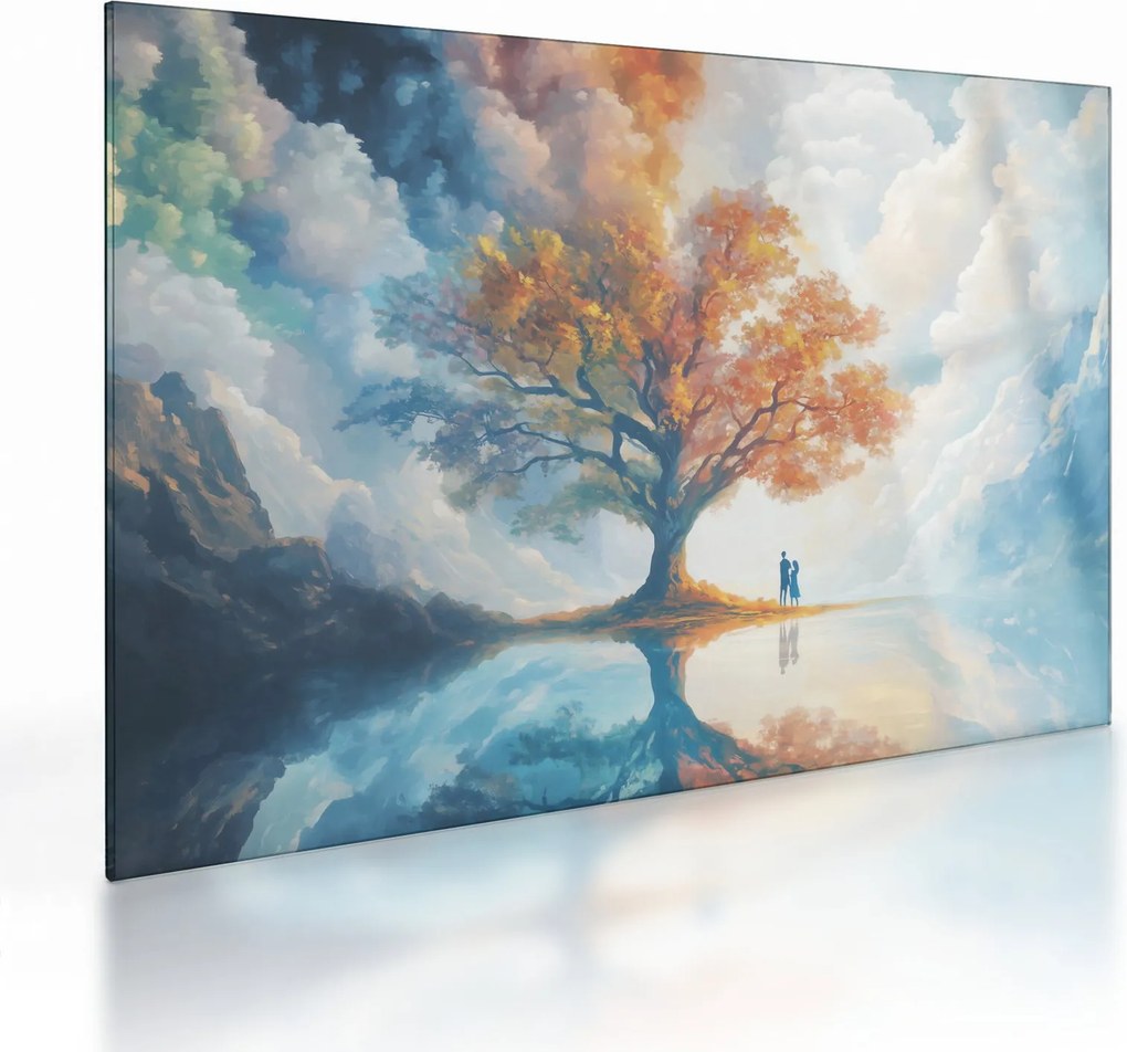 Sklenený obraz – Strom života a lásky (70x50 cm)