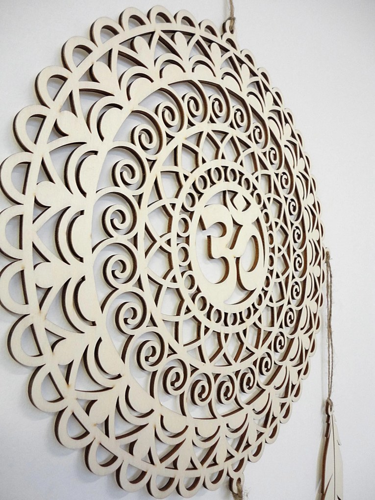 SENTOP | Drevený lapač snov OM Mandala - Boho dekorácia na stenu I SENTOP PR0001
