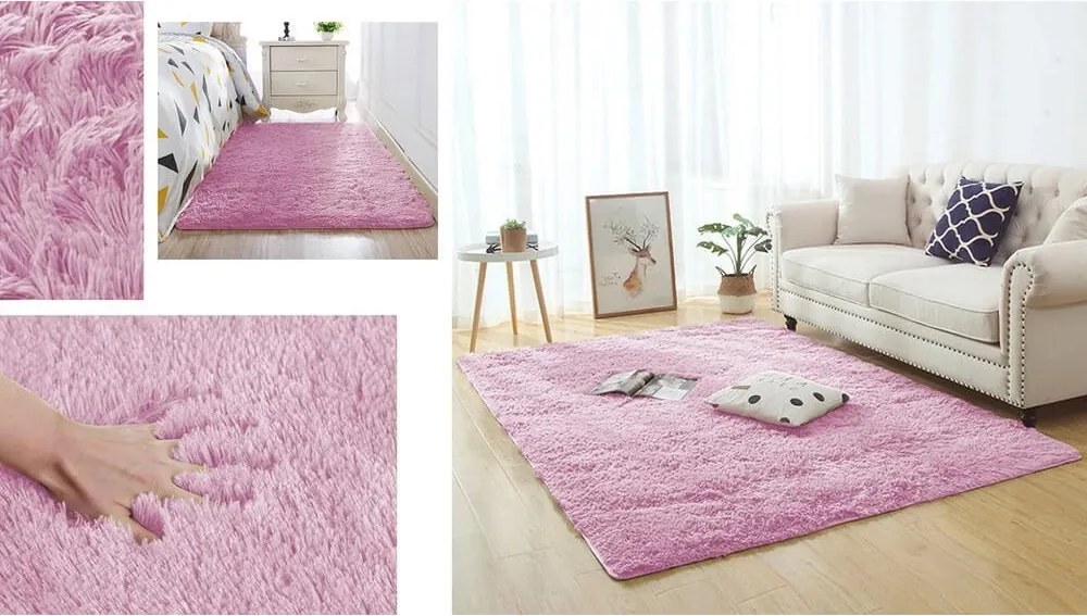 Ružový shaggy koberec Lana s hustým vlasom – obdĺžnikový Rozmer: 120x170 cm