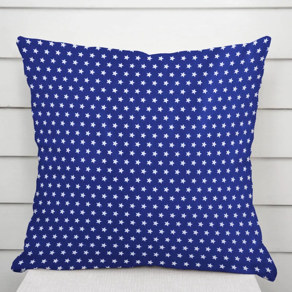 Biante Bavlnená obliečka na vankúš Sandra SA-352 Biele hviezdičky na modrom 45 x 45 cm