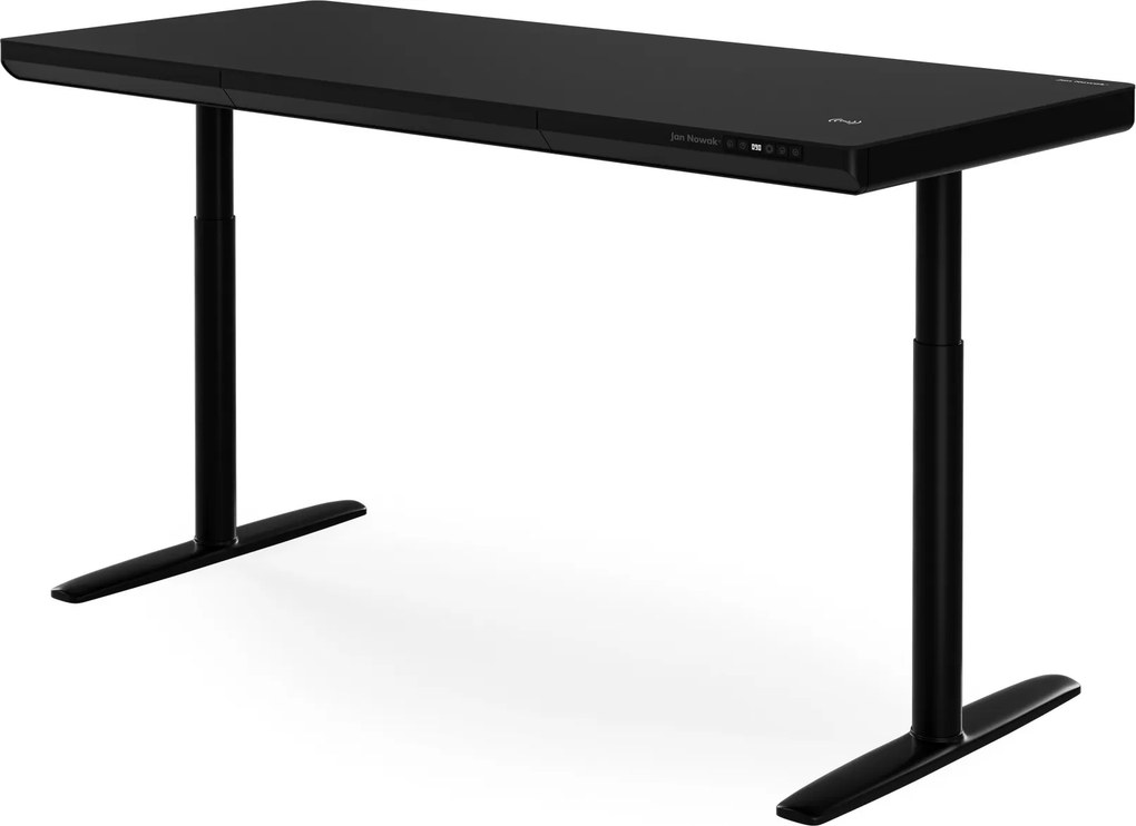Elektrický písací stôl sit-stand so zásuvkou a bezdrôtovou nabíjačkou Qi čierny, 1600 mm: ELLIS