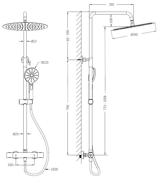 Sprchová súprava s termostatickou batériou DRAGOR, lesklý chróm