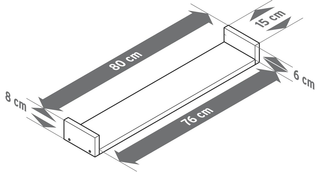 Nástenná polička, cca 80 cm