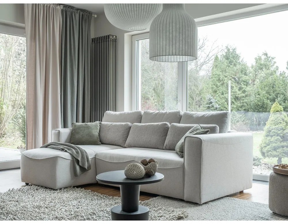 Krémovobiela rozkladacia rohová pohovka (variabilná) Homely Tommy – Miuform