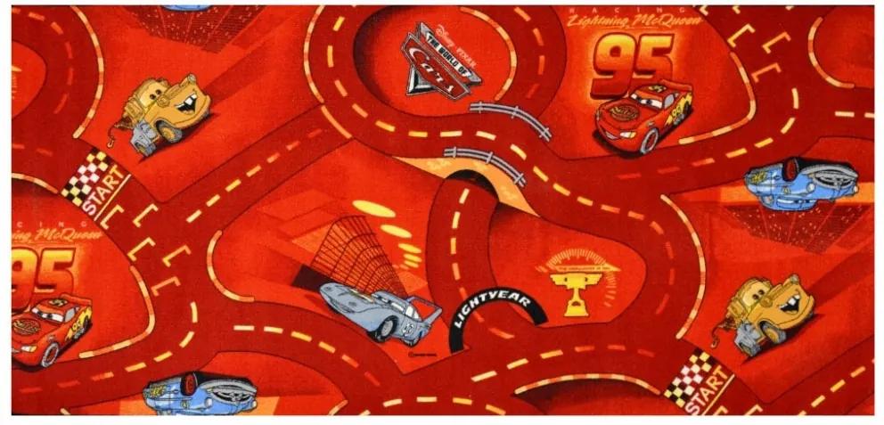Vopi koberce Kusový koberec The World of Cars 10 červený - 80x120 cm