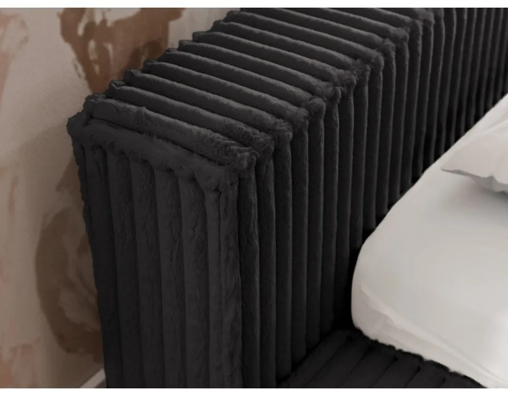 Čierna čalúnená dvojlôžková posteľ s úložným priestorom s roštom 200x200 cm Cloe – Ropez