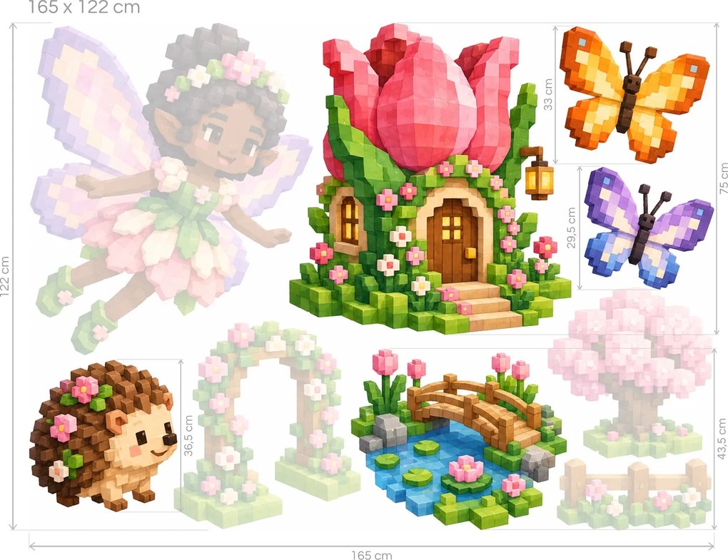 Minecraft Víla u tulipánového domku arch 46 x 34 cm