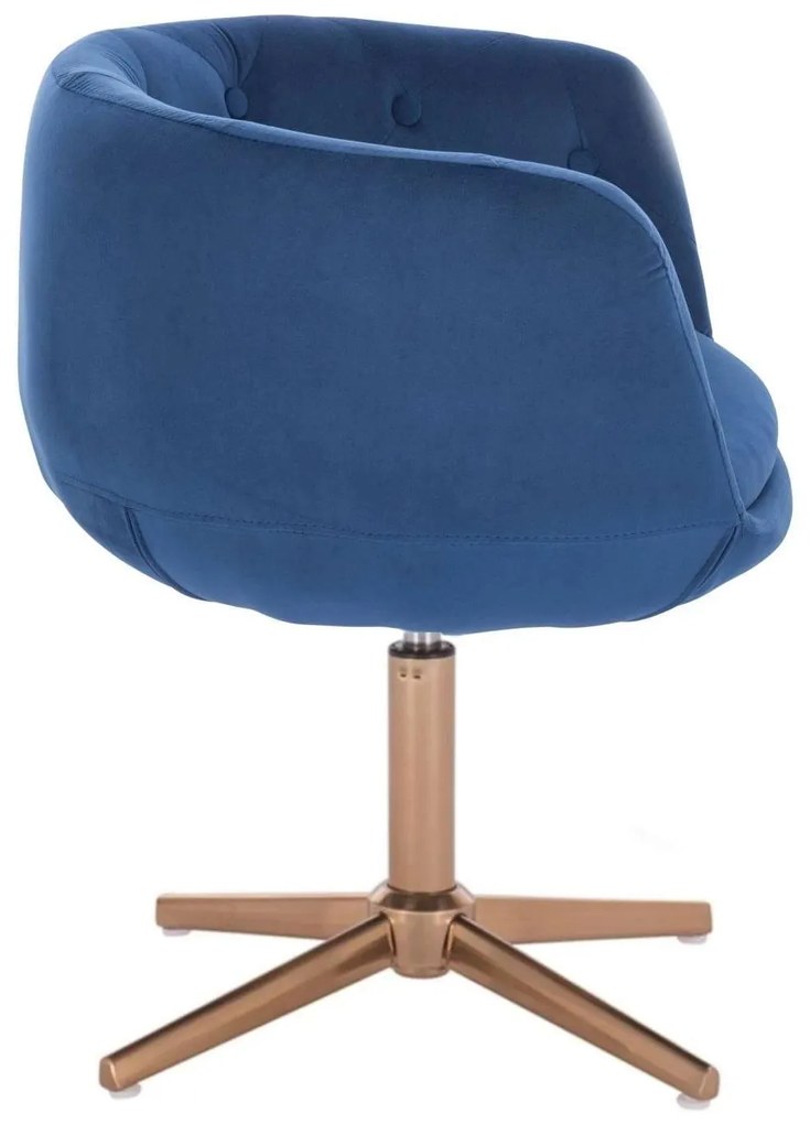 LuxuryForm DESIGN Kreslo MONTANA VELUR na zlatom kríži - modré