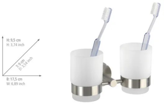 WENKO 19638100 - Držiak na zubné kefky BOSIO MATT 17,5x9,5 cm nerez/strieborný