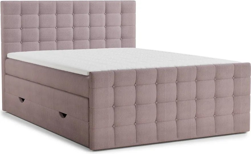 Fialová boxspring posteľ s úložným priestorom 200x200 cm Tasca – Maison de Rêve