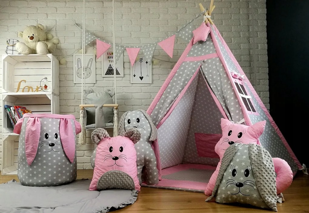 Detský stan TEEPEE (TÍPÍ) EXCLUSIVE s doplnkami - SVETLORUŽOVÝ