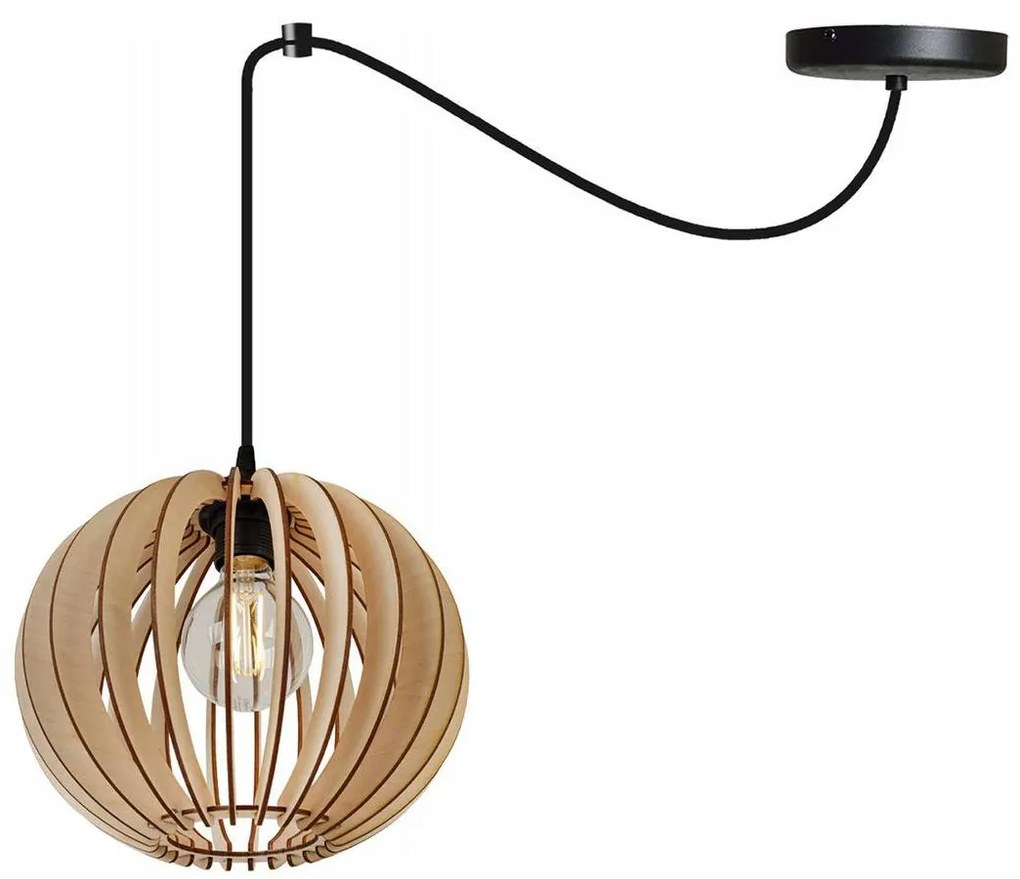 Závesné svietidlo Timber Spider 2, 1x drevené tienidlo