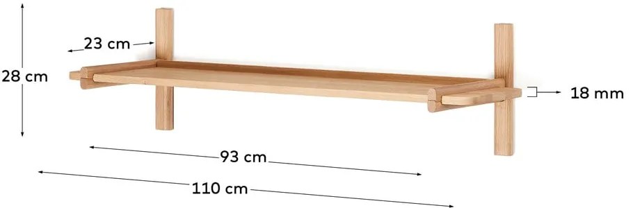 Modulárny policový systém z dubového dreva v prírodnej farbe 110x28 cm Sitra – Kave Home