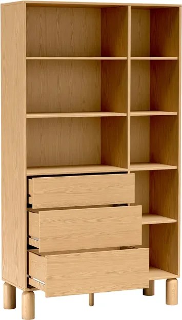 Moderná dizajnová knižnica CAJA dub bookmatch 110 cm