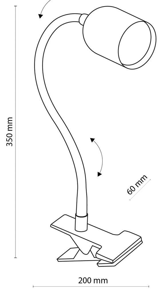 Stolná lampa s klipom TK 4561 TOP čierna