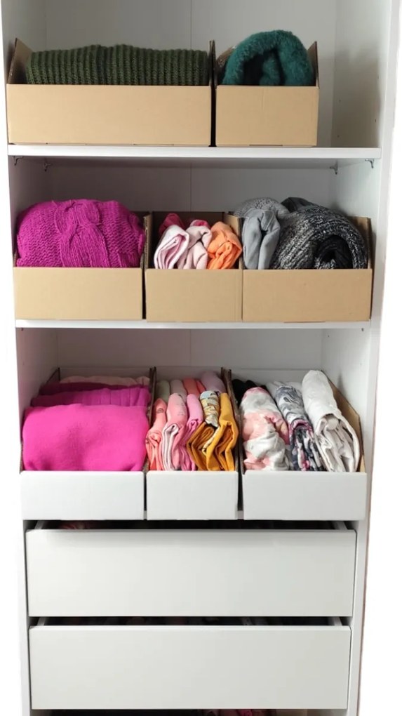 KARTON PAK Úložné boxy na oblečenie, organizéry do skrine EKO KARTÓN 15x49cm