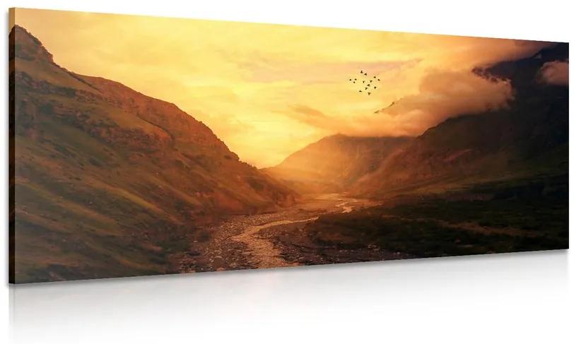 Obraz západ slnka nad horou Varianta: 100x50