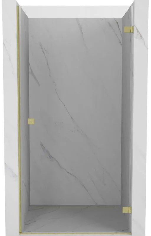 Mexen, Mexen Lunar-B výklopné pravé sprchové dvere 75 cm, transparentné, brúsené zlaté - 832-075-000-55-00-P