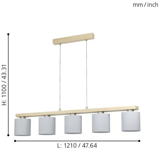Eglo 901291 - Závesný luster CASTRALVO na lanku 5xE27/28W/230V