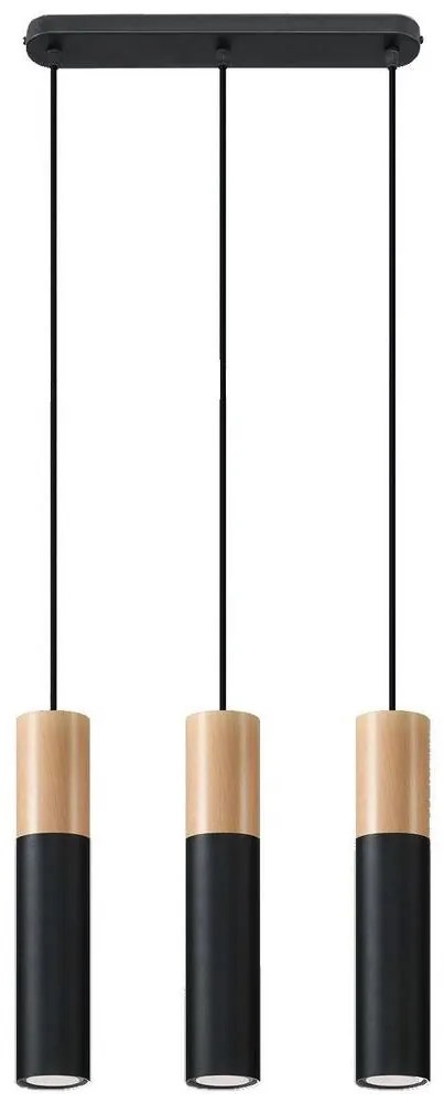 Sollux SL.0634 - Luster na lanku PABLO 3xGU10/40W/230V čierna