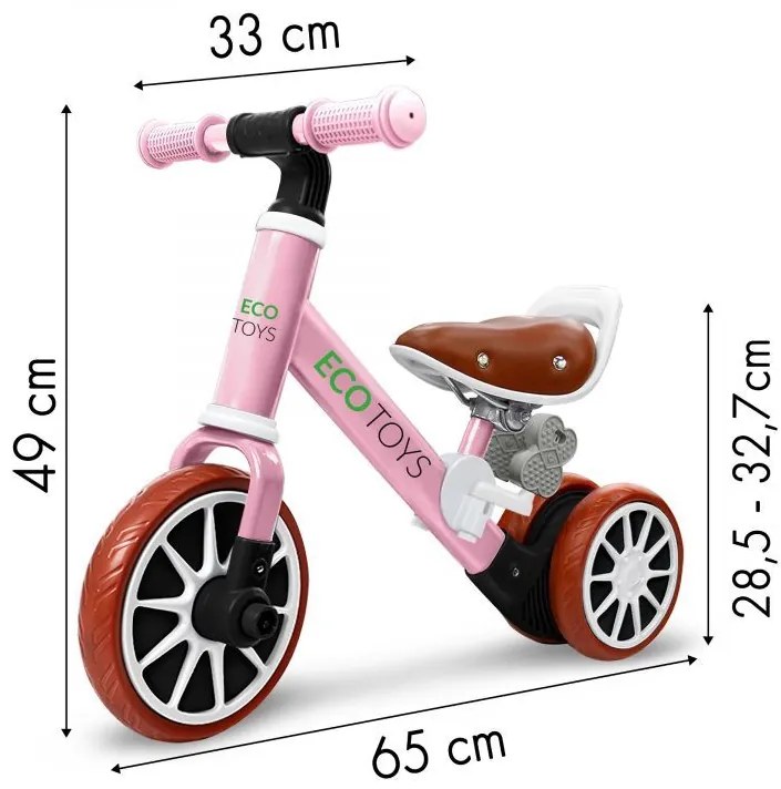 Odrážadlo/bicykel 2v1 Pink, Eco Toys