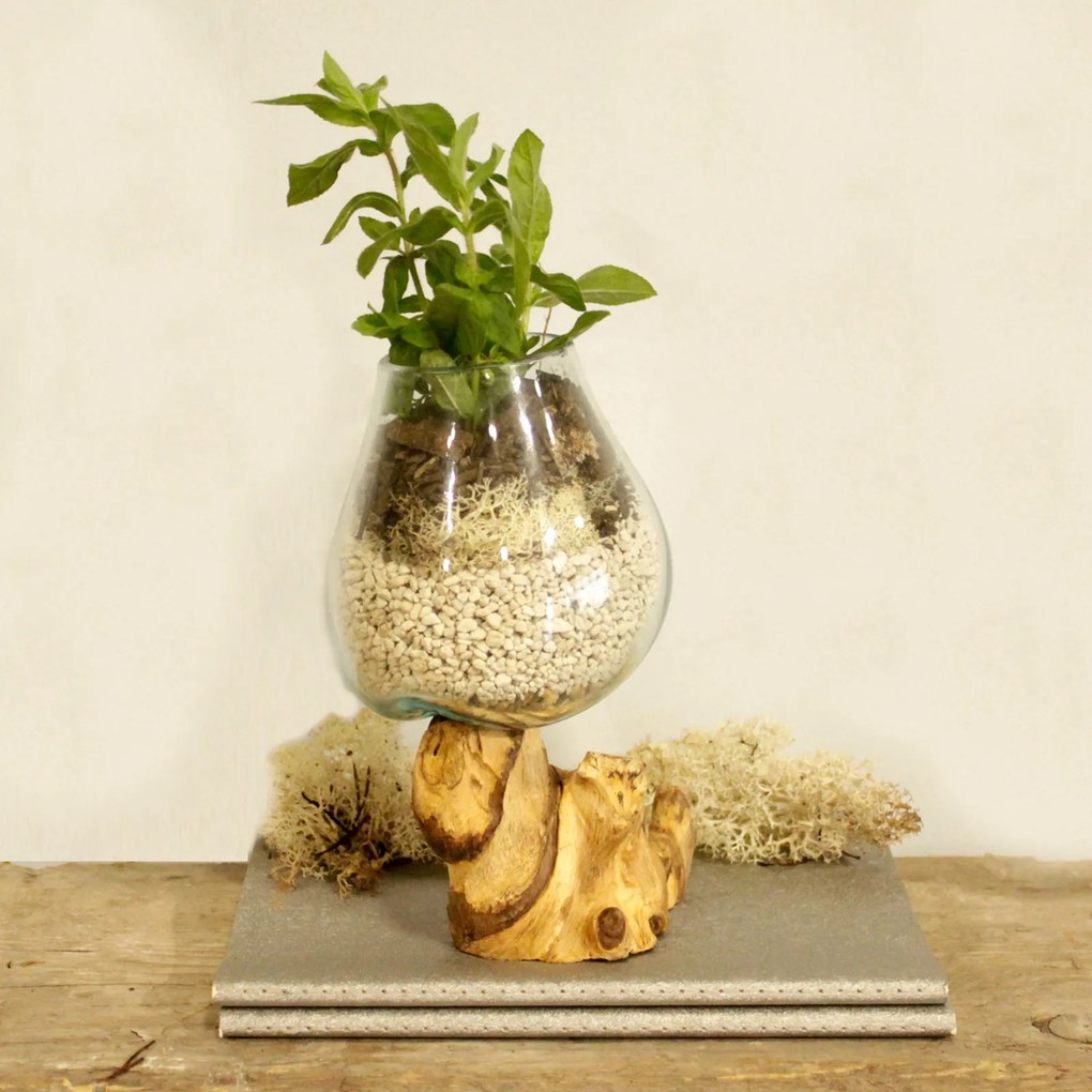 Roztavené sklo na dreve - Stredná misa