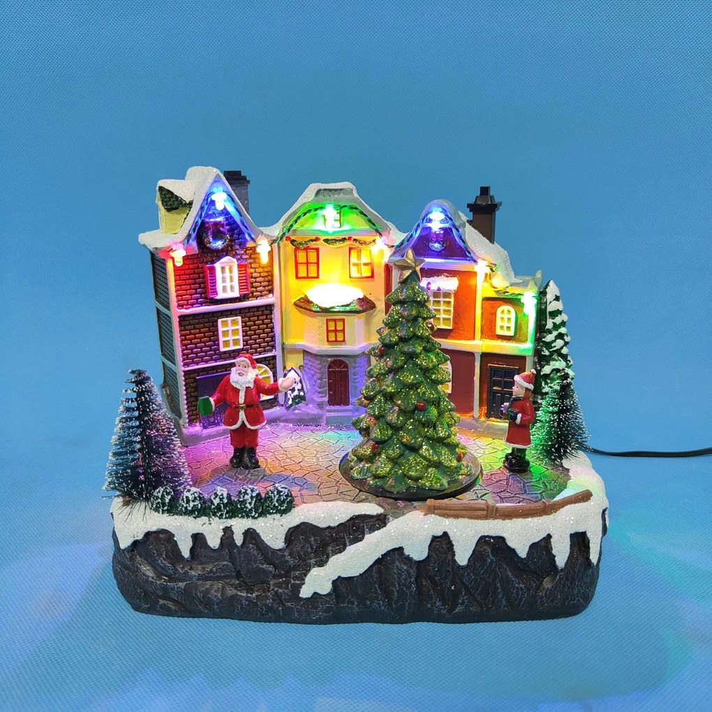 Vianočná dedinka s osvetlením a melódiou - dedinka BestBerg BBXS-920 / 20 x 15 x 17,2 cm