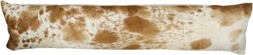 Bielo-hnedý kožený dlhý vankúš z hovädzej kože Cow black - 90*20*10cm