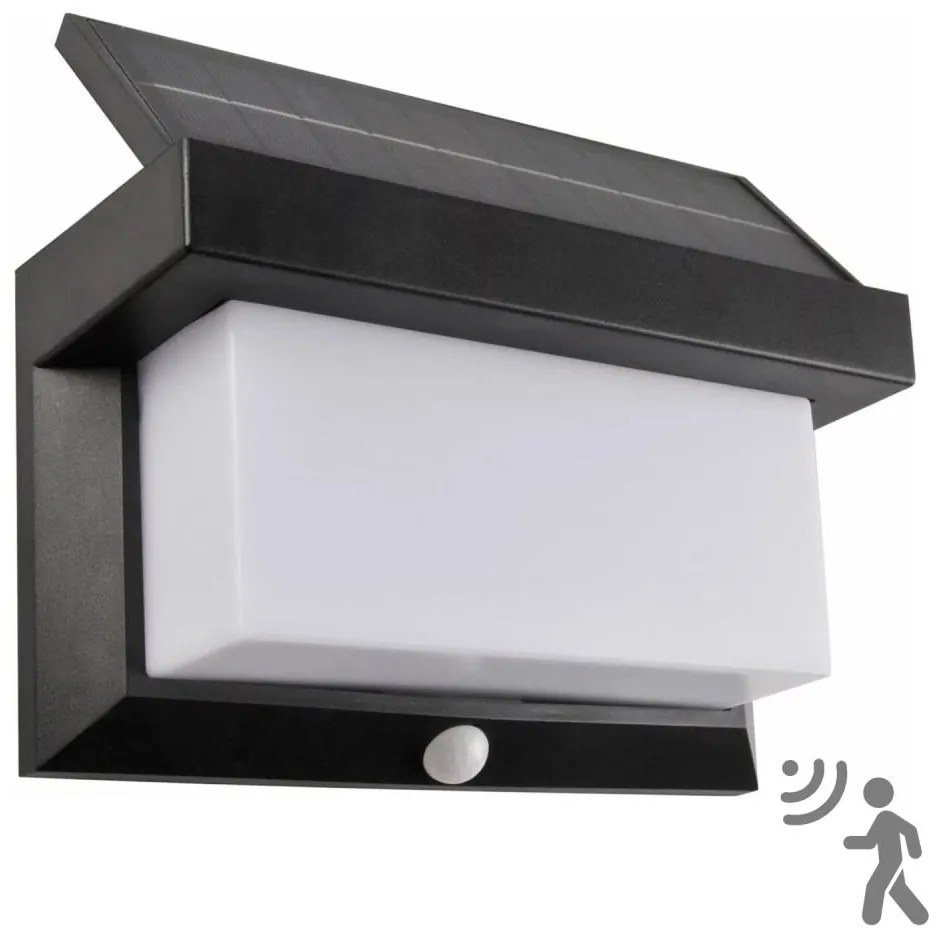 Polux LED Solárne nástenné svietidlo so senzorom TONY LED/3,7V 1800 mAh IP44 SA1949