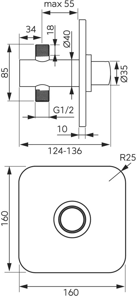 Novaservis Novaservis, sprchová podomietková batéria s tlačným ventilom, chrómová, Z503SQ