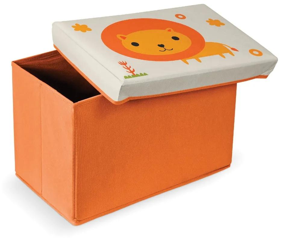 Oranžová podnožka s úložným priestorom Domopak Lion