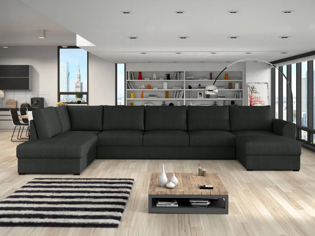 Sedacia súprava Szafran Large, Dostupné poťahy: ekokoža Soft 011 + Majorka 03, Strana: Pravá - U