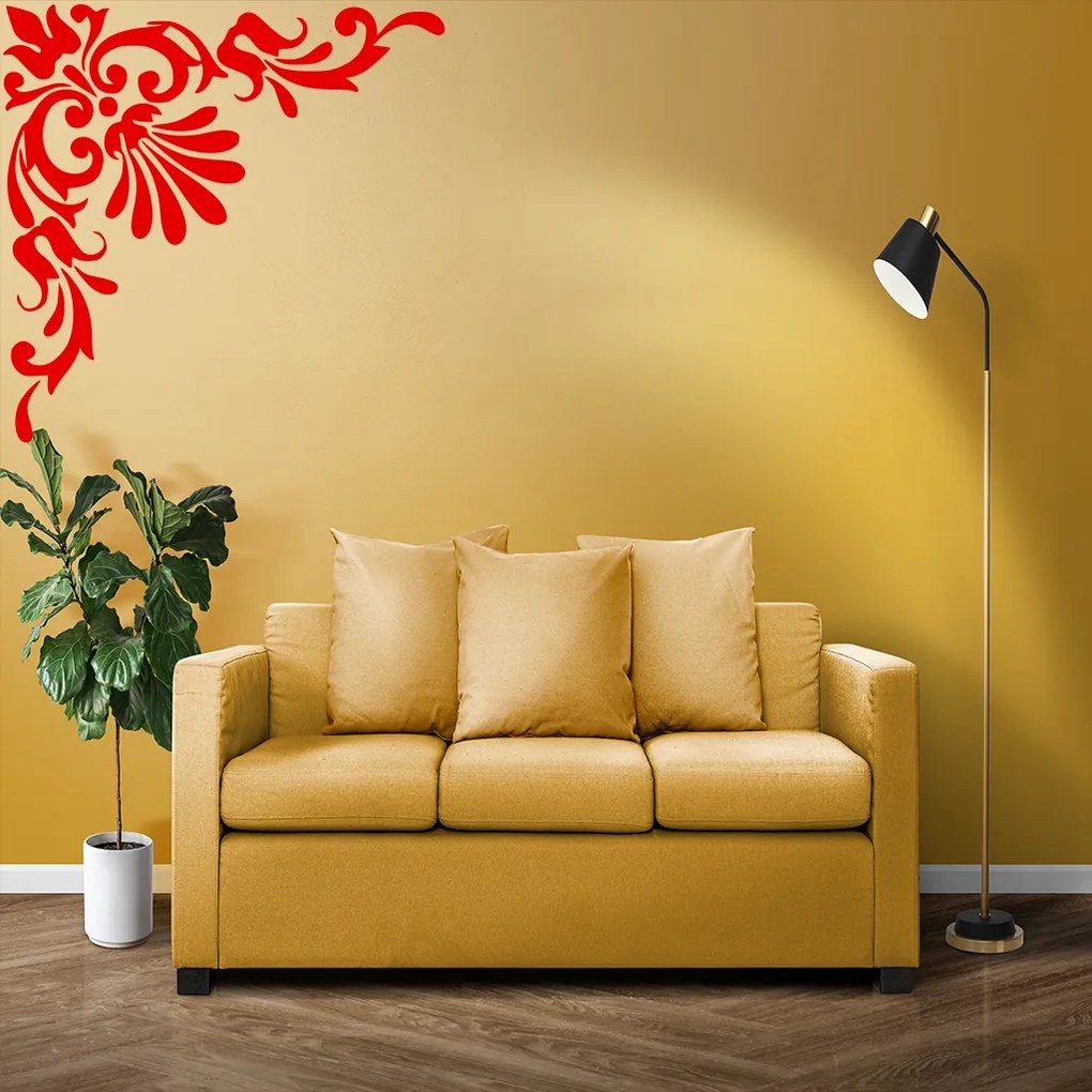 Veselá Stena Samolepka Ornament do rohu Farba: hnědá, Veľkosť: 100 x 100 cm