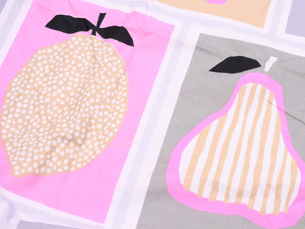 Francúzske obliečky z mikrovlákna FRUITS sivé Rozmer obliečky: 2 ks 80 x 80 cm | 200 x 220 cm