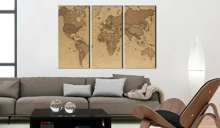 Obraz - Stylish World Map Veľkosť: 120x80, Verzia: Na talianskom plátne
