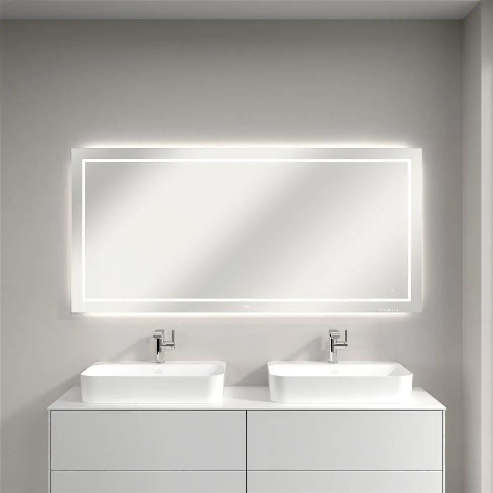 VILLEROY &amp; BOCH Finion zrkadlo s LED osvetlením (so stenovými svietidlami a Bluetooth pripojením), 1600 x 45 x 750 mm, G6101600