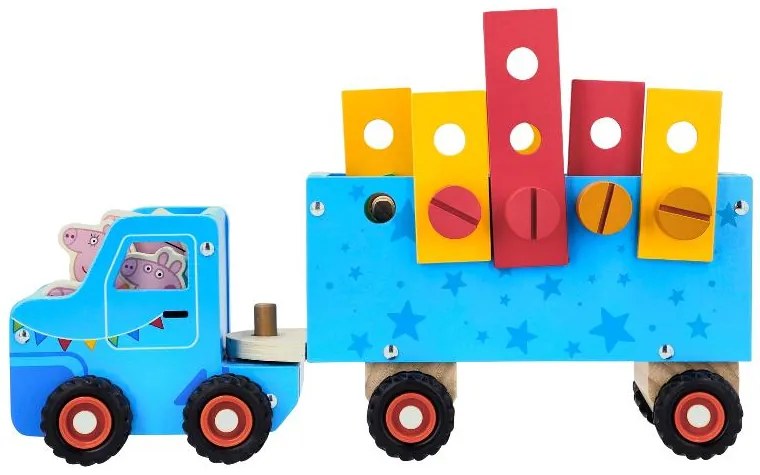 Drevené nákladné auto s prívesom Prasiatko Peppa (auto s dreveným náradím)  (100395658)