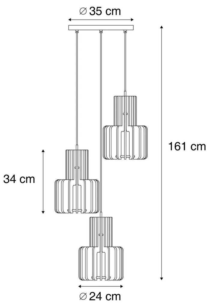 Retro závesná lampa čierna s oranžovou 3-svetlá - Felt