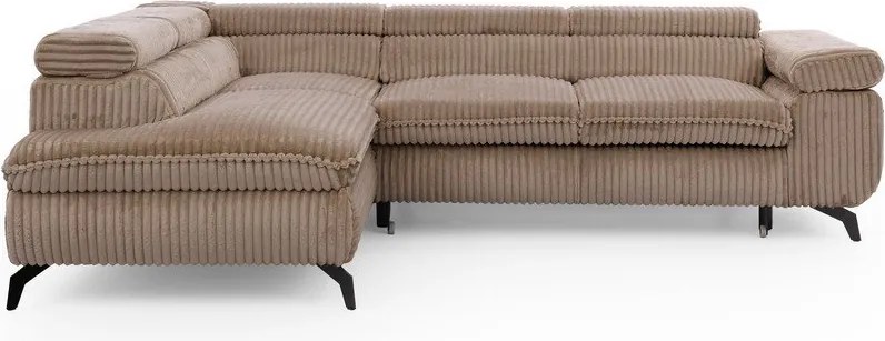 Hnedá menčestrová rohová pohovka (ľavý roh/do L) Marbeya – Ropez